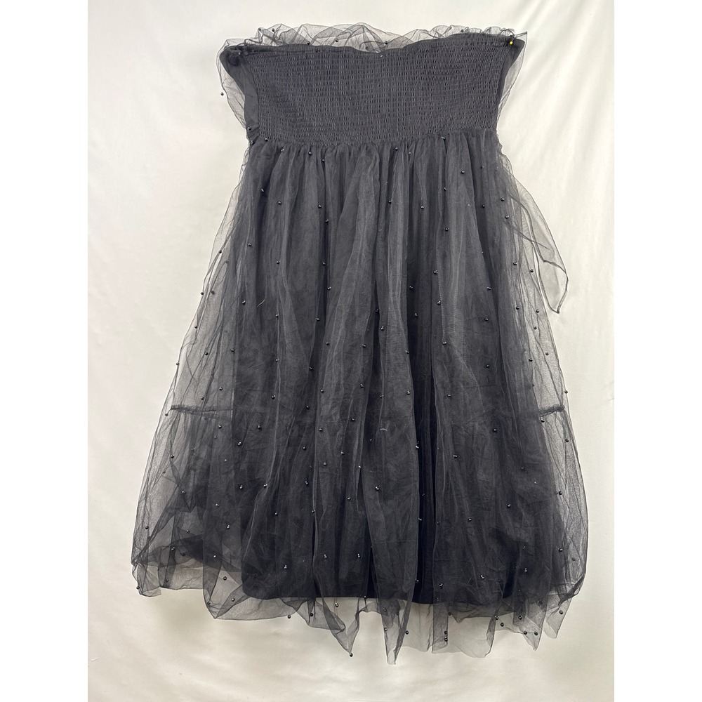 Arula Tulle Dress Women C Black One Shoulder Pearl Embellished Smocked PLD46506 - Picture 8 of 11